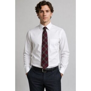 Brooks Brothers Burgundy Plaid Silk Tie Classic Preppy Mens Necktie USA